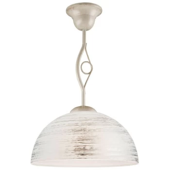 Image of Lamkur Lighting - Emilio Dome Pendant Ceiling Lights With Glass Shade, White, 1x E27