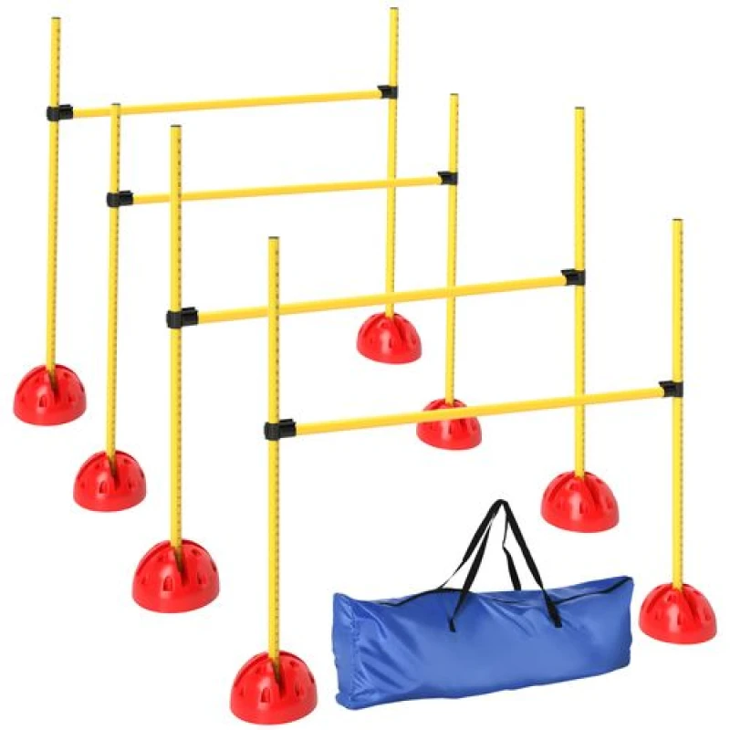Image of PawHut PawHut 4 Piece Dog Agility Equipment with 4 Hurdle Bar for Jump Training