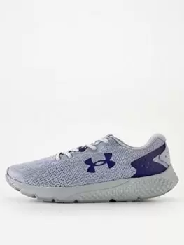 Image of Under Armour Running Charged Rogue 3 Knit Trainers - Grey/Blue, Grey/Blue, Size 9, Men