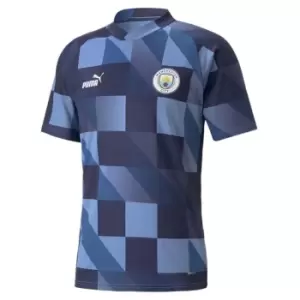 Image of Puma Manchester City Pre Match Shirt 2023 Adults - Blue