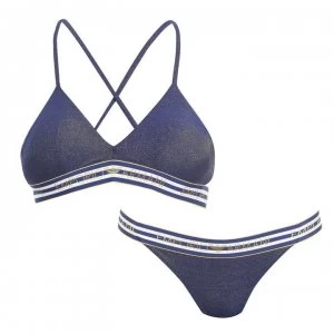 Image of Emporio Armani Logo Triangle Bikini Set Indigo Size L Women
