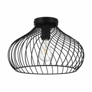 Image of Eglo Mesh-style Ceiling Light In Black Steel