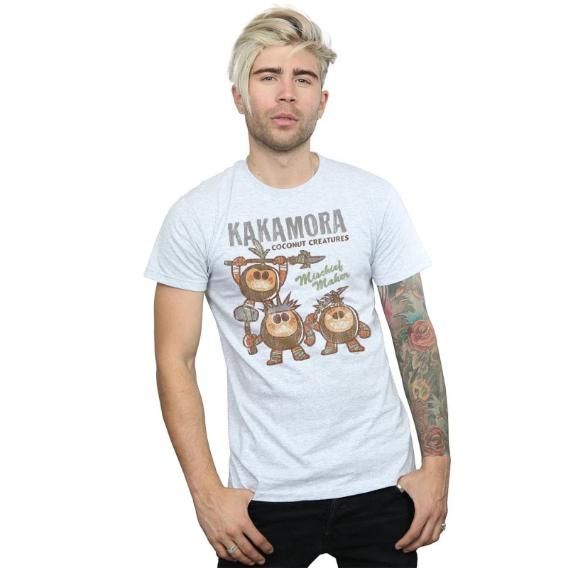 Image of Disney Men Moana Kakamora Mischief Maker T-Shirt in Grey Size: Small Grey S Male 5057955995399