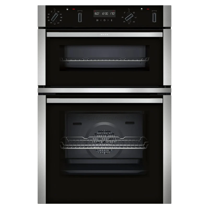 Image of NEFF N50 U2ACH7AN7B Built In WiFi Connected Electric Double Oven with Pyrolytic Cleaning - Stainless Steel - A/B Rated