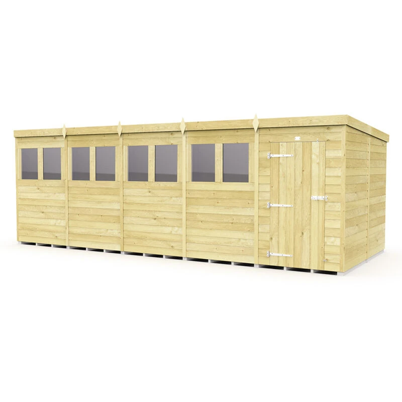 Image of Flat Pack Sheds DIY Sheds 20 x 8 Pent Shed, Brown 20X8PFF