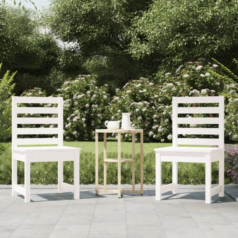 Image of VIDAXL Garden Chairs 2 pcs White 50x48x91.5cm Solid Wood Pine Vidaxl 8720845691493