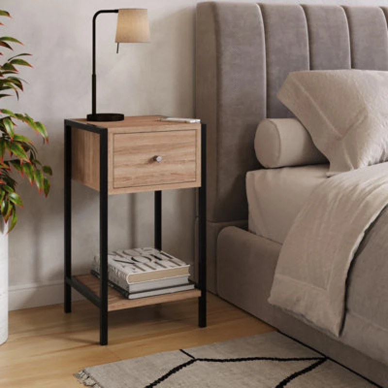 Image of Core Kelly 1 Drawer Oak Bedside Table