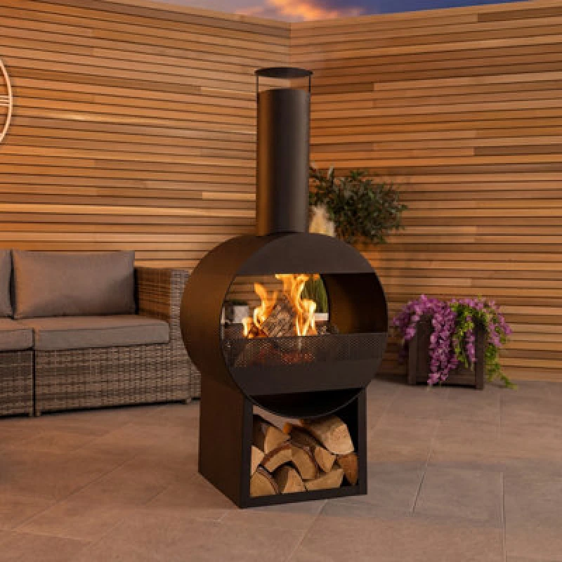 Image of Charles Bentley 129cm Black Powder Coated Steel Patio Heater Chime Black One Size