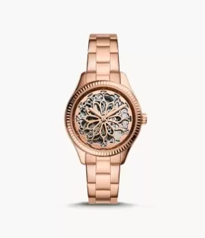 Image of Fossil Women Rye Automatic Rose Gold-Tone Stainless Steel Watch