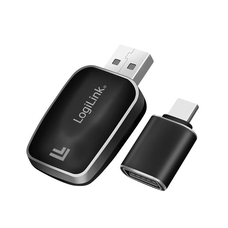 Image of LogiLink BT 5.0 wired to Wireless CarPlay / Android Auto adapter. Dong