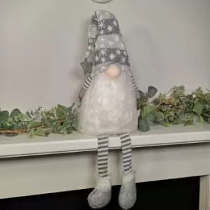 Image of 84cm Sitting Haired Christmas Gonk with Snowflake Hat & Dangly Legs in Grey
