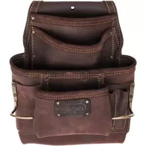 Image of Ox Tools - Pro Oil Tanned Leather 4 Pocket Fastener Pouch with Dual Hammer Holders
