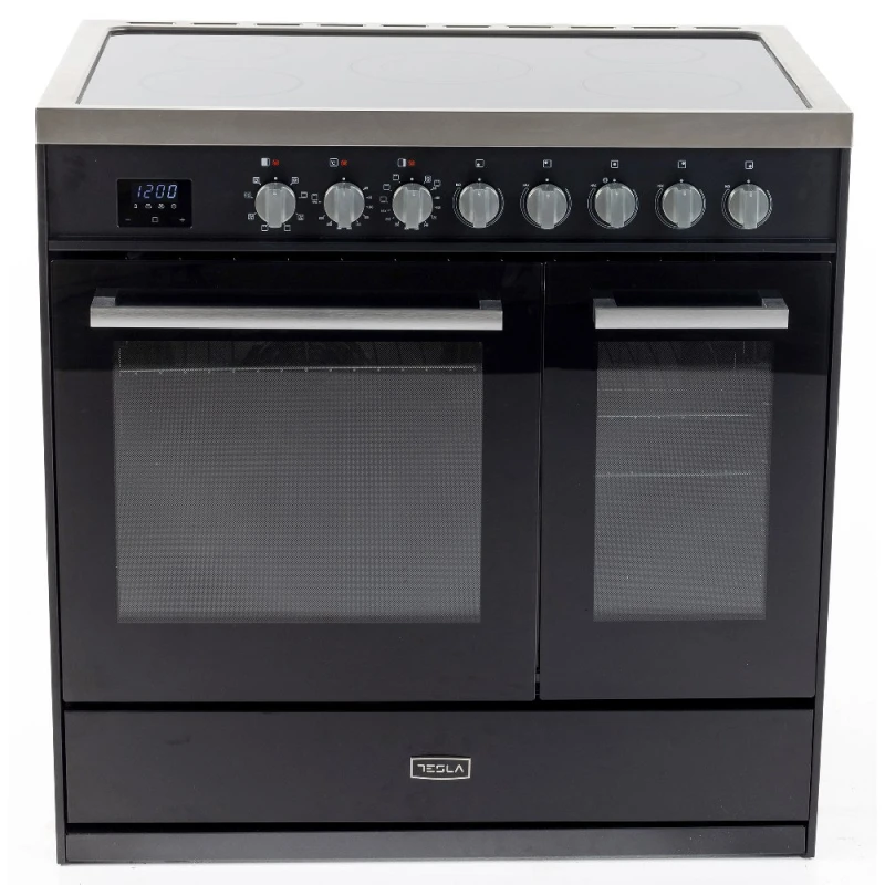 Image of Tesla T90DCRCB 90cm Professional Ceramic Range Cooker - BLACK T90DCRCB