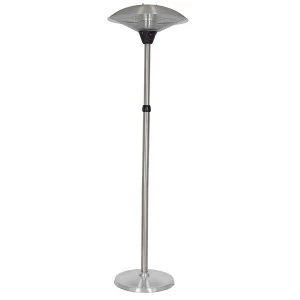 Image of La Hacienda Silver Series Polaris Standing Heater with Adjustable Height - Halogen Elements 900/1200/2100W IP55 - Silver Effect