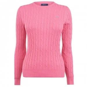 Image of Gant Cotton Cable Knit Jumper - 665 Rap Rose