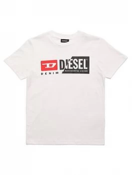 Image of Diesel Boys Cut Logo T-Shirt - White, Size 16 Years