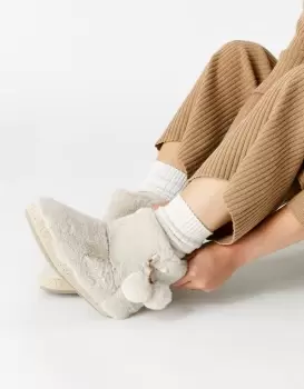 Image of Accessorize Womens Super Soft Slipper Boots Cream, Size: S