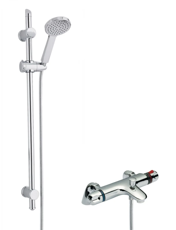 Image of Balterley Thermostatic Bath Shower Mixer Tap Water Saving Handset Slide Rail Silver unisex