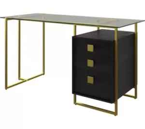 Image of ALPHASON Atherton AW21922 Desk - Black Oak & Gold