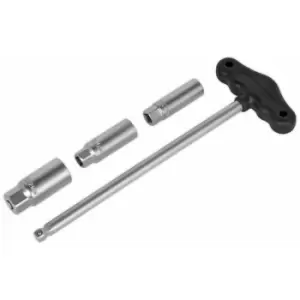 Image of Sealey - AK6550 T-Bar & Rubber Insert Spark Plug Socket Set 4pc 3/8'Sq Drive