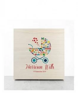 Image of Personalised Pram Baby Boy Memory Box
