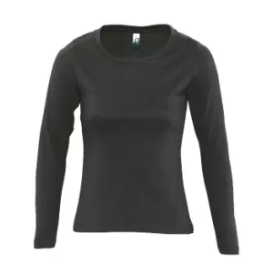 Image of SOLS Womens/Ladies Majestic Long Sleeve T-Shirt (S) (Dark Grey)