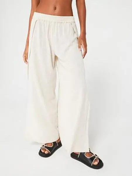 Image of Pieces Raw Cotton Agnes Hw High Slit Pant Stone Female M 213929UK