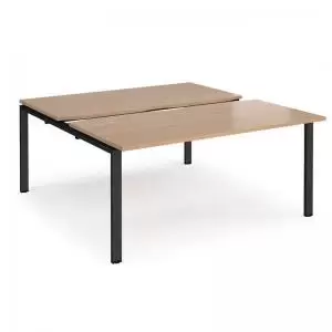 Image of Adapt sliding top back to back desks 1600mm x 1600mm - Black frame and