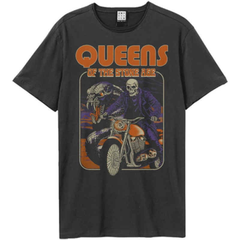 Image of Amplified Amplified Men Rider Queens Of The Stone Age T-Shirt in Charcoal Size: X-Small Charcoal XS Male 5063693956028