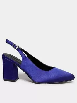 Image of Yours Extra Wide Fit Pointed Block Heel Court Cobalt, Blue, Size Eee, Women