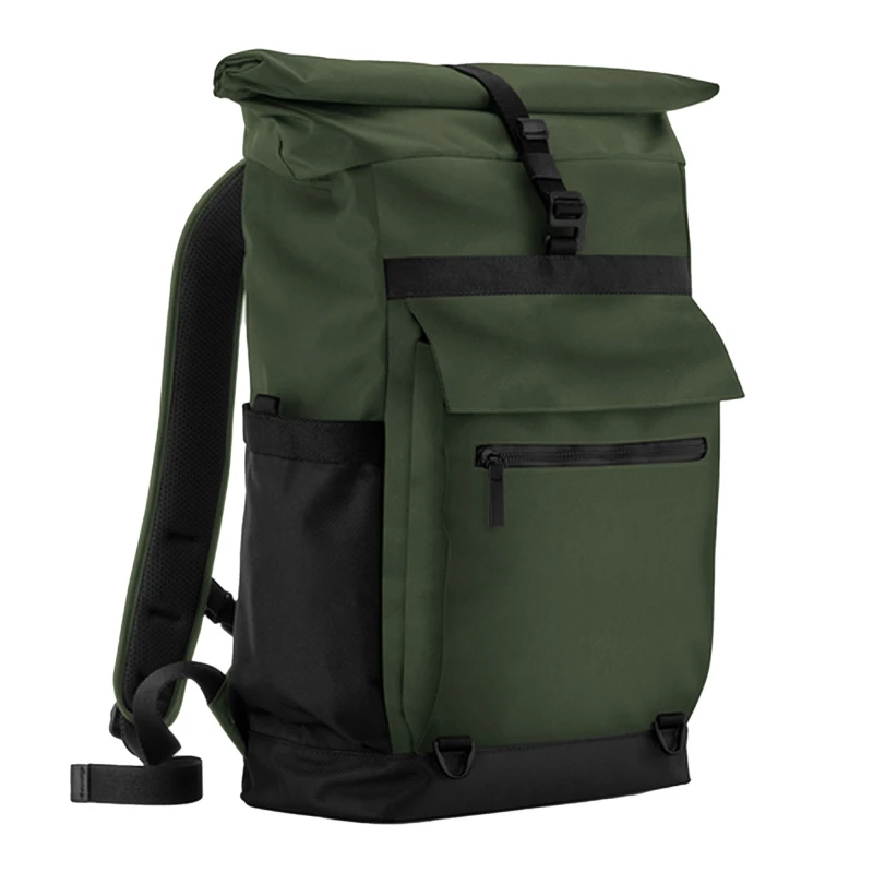 Image of Quadra Mens Axis Roll Top Backpack in Dark Green Dark Green Male