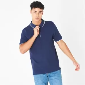 Image of Firetrap Waffle Zip Polo Shirt Mens - Blue