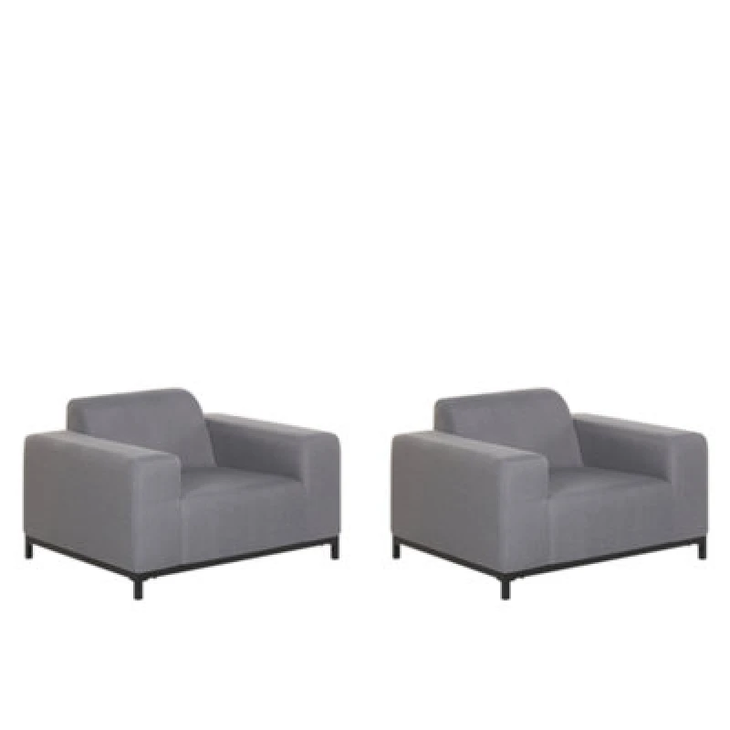 Image of Beliani Set Of 2 Garden Armchairs Grey With Black Rovigo