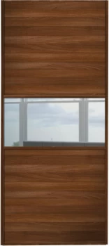 Image of Wickes Sliding Wardrobe Door Fineline Walnut Panel and Mirror - 2220 x 610mm