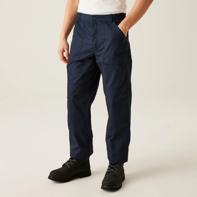 Image of Regatta Mens Polycotton Warm Lined Robust Workwear Action Trousers 40R - Waist 40' (101.5cm), Inside Leg 32' NAVY TRJ331-540-40R