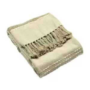 Image of Sundown Woven Tufted Stripe Throw Natural