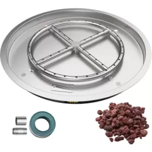 Image of Drop in Fire Pit Pan, 19' x 19' Round Fire Pit Burner, Stainless Steel Gas Fire Pan, Fire Pit Burner Pan w/ 1 Pack Volcanic Rock Fire Pit Insert w/