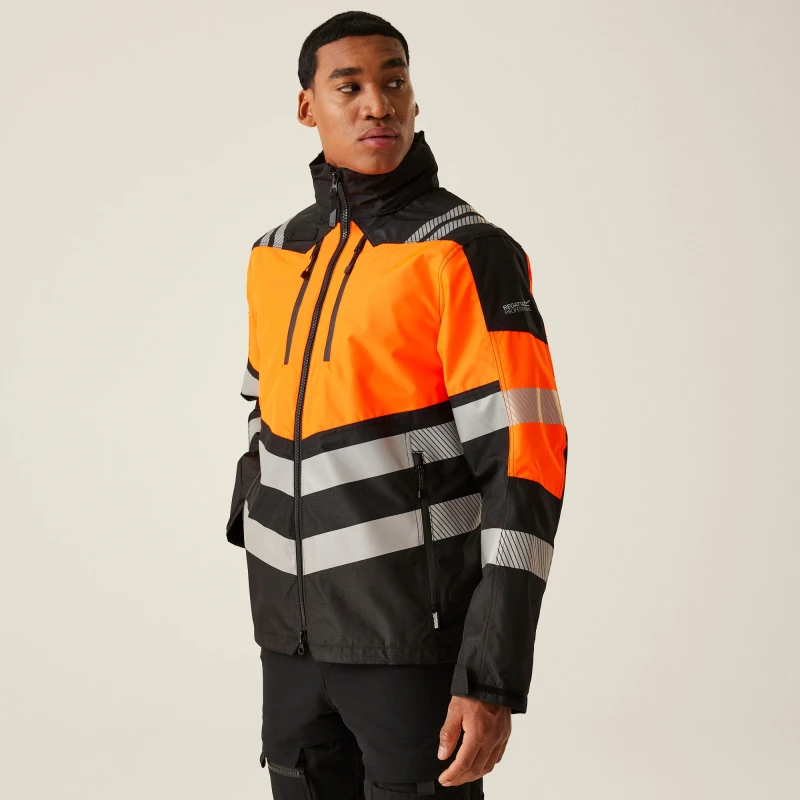 Image of Regatta Regatta Men Hi-Vis X-PRO Waterproof Shell Jacket in Orange Size: Medium Orange M Male 5063019886633