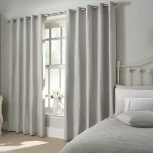 Image of Dreams & Drapes Woven Croma Geometric Jacquard Eyelet Lined Curtains, Silver, 66 x 72 Inch