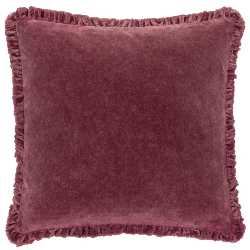 Image of Bertie Cotton Velvet Filled Cushion 45cm x 45cm Burnt Red