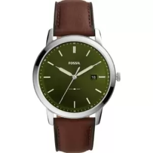 Image of Fossil The Minimalist Solar-Powered Dark Brown Eco Leather Watch
