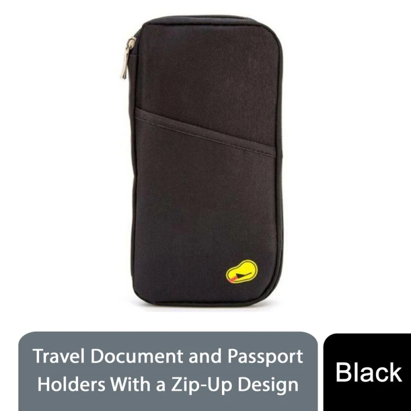 Image of Unbranded Travel Document and Passport Holders With a Zip-Up Design, Black 5060488849886