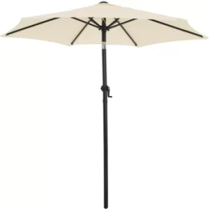 Image of Garden Patio Sun Parasol Aluminium Crank Sun Umbrella Blue Beige 2m Sun Shade Beige