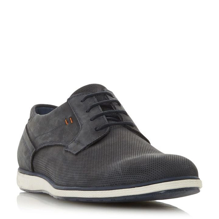 Image of Dune Blue 'Bamfield' Perforated Derby Shoes - 7