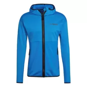 Image of adidas Terrex Tech Flooce Light Hooded Hiking Jacket Mens - Blue