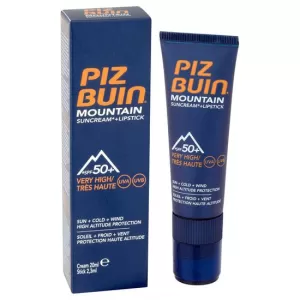 Image of Piz Buin Mountain Sun Cream Very High SPF50+ & Lipstick High SPF30 20ml