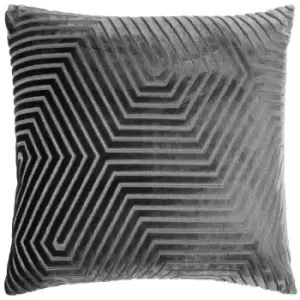 Image of Evoke Cut Velvet Cushion Charcoal