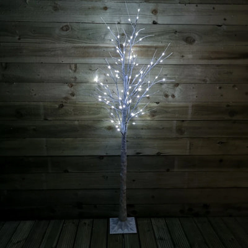Image of Samuel Alexander 1.8m (6ft) Indoor Outdoor Christmas Lit Birch Tree with 80 Ice White LEDs White