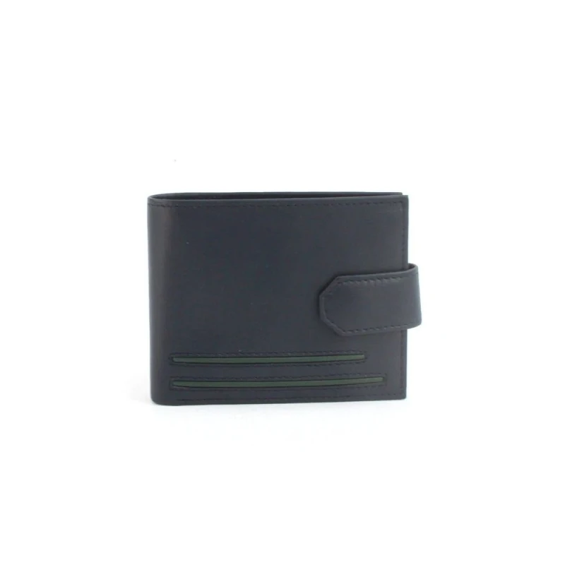 Image of Eastern Counties Leather Mens Grayson Bi-Fold Leather Contrast Piping Wallet in Navy Navy Male One Size
