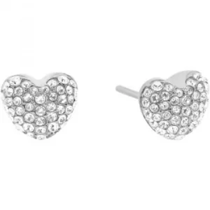 Image of Ladies Michael Kors Silver Plated Heart Motif Stud Earrings